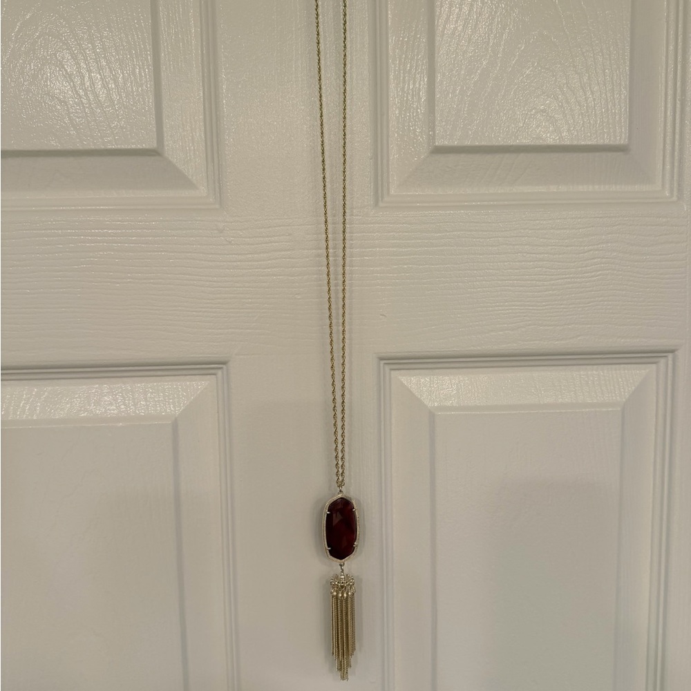 Kendra Scott Rayne Gold and Deep Red Tassel Necklace - Picture 8 of 8